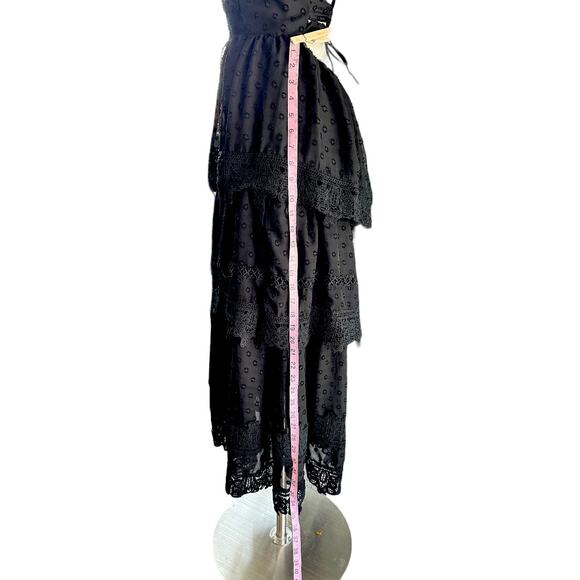 NWOT Black Ivy Lace Trim Plunge Midi Dress size Medium - Picture 11 of 11